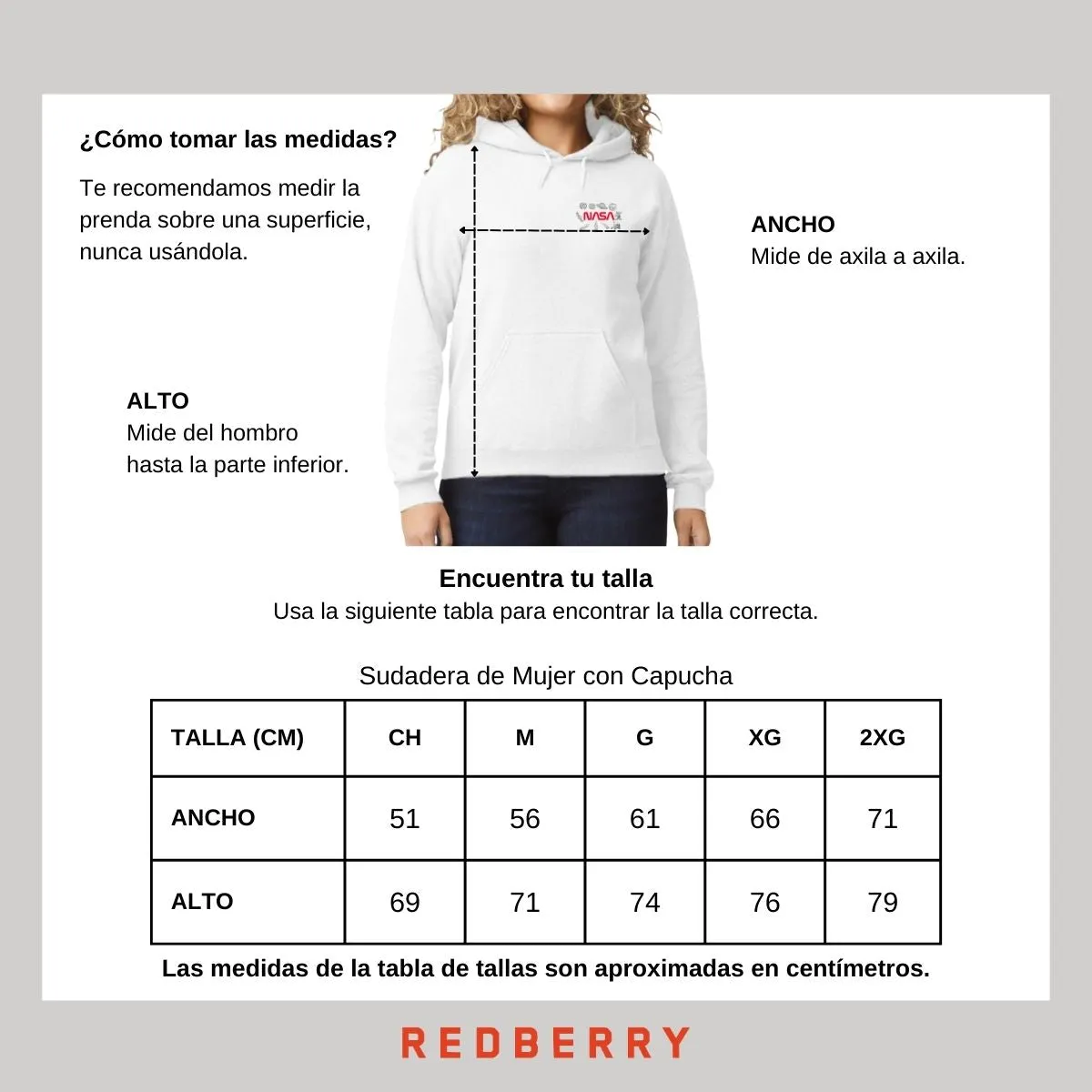 Sudadera Mujer Hoodie Nasa Espacio Escudo