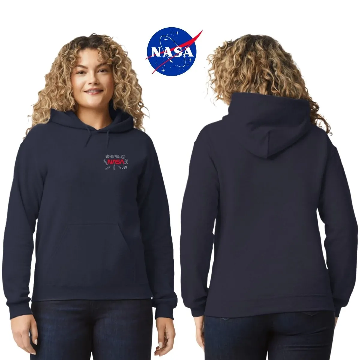 Sudadera Mujer Hoodie Nasa Espacio Escudo