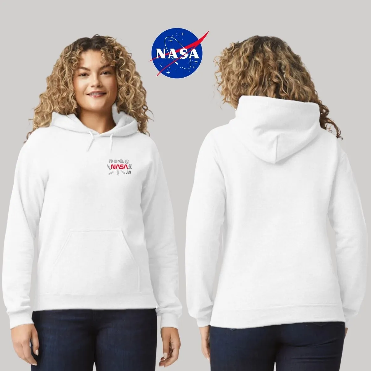 Sudadera Mujer Hoodie Nasa Espacio Escudo