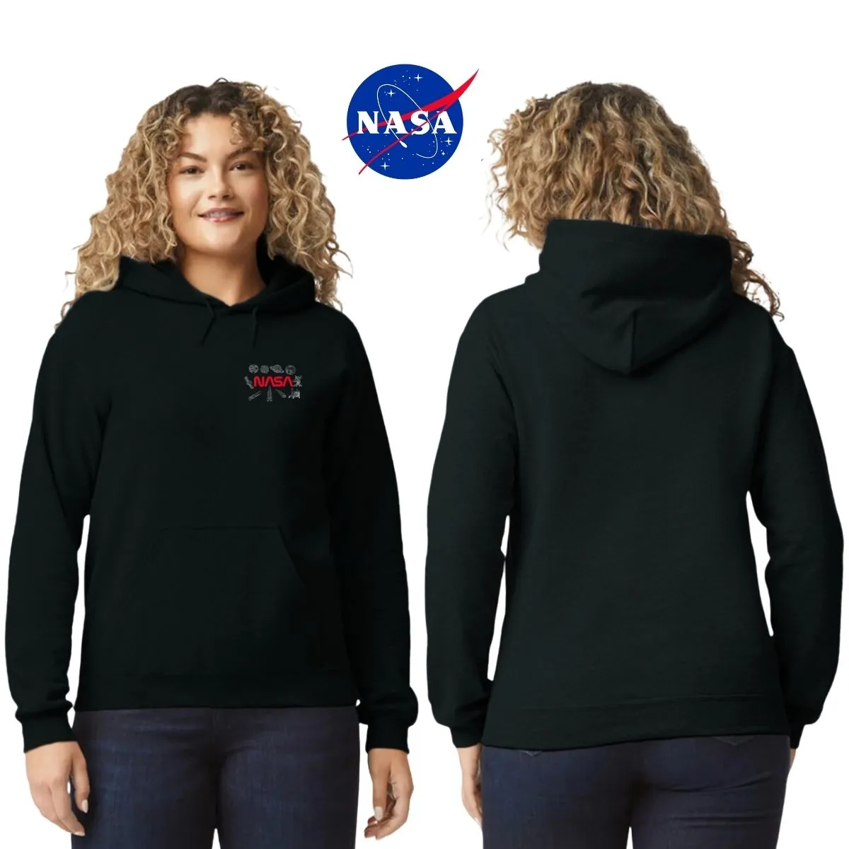 Sudadera Mujer Hoodie Nasa Espacio Escudo