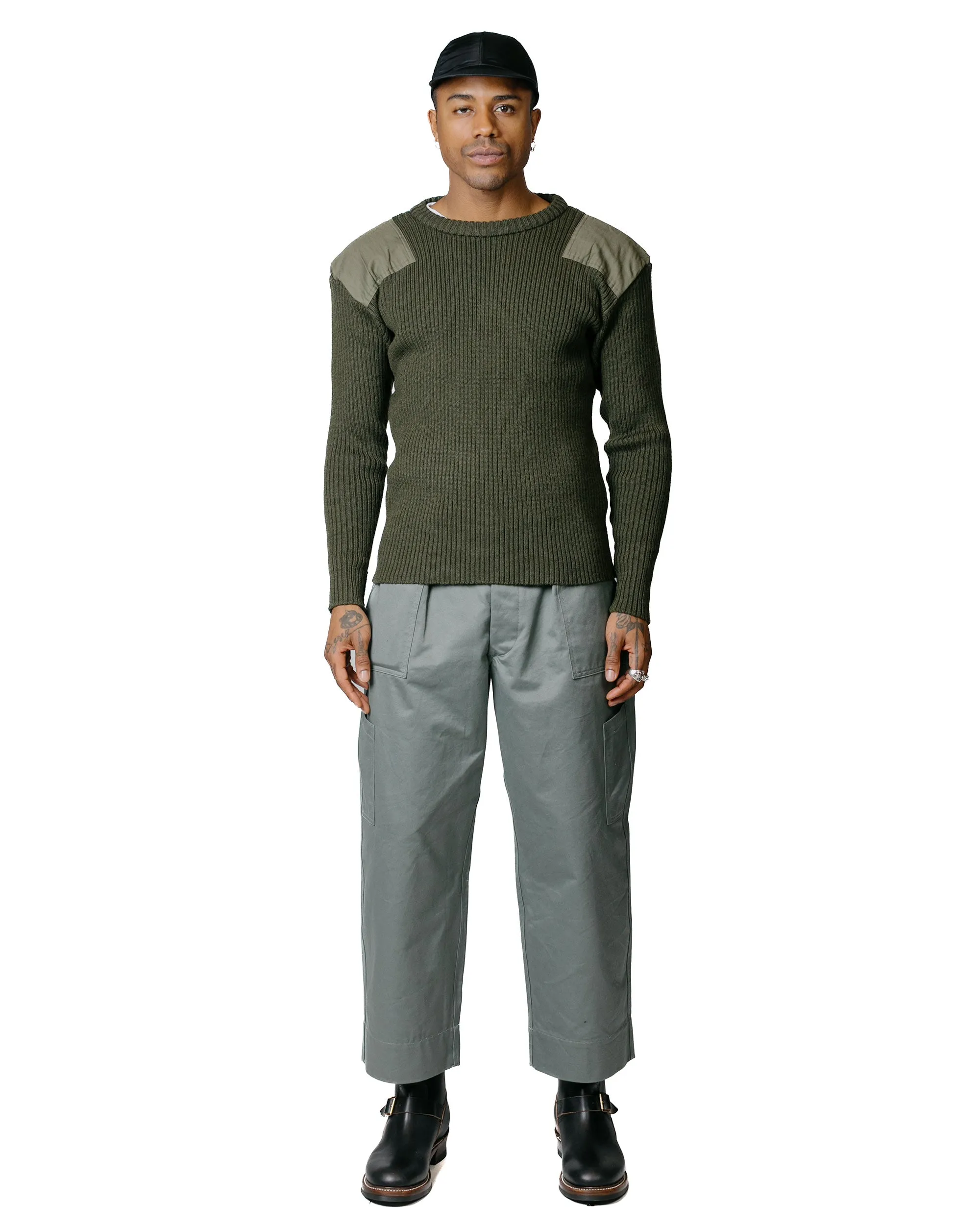 The Real McCoy's MC23104 Sweater, Service Wool Olive