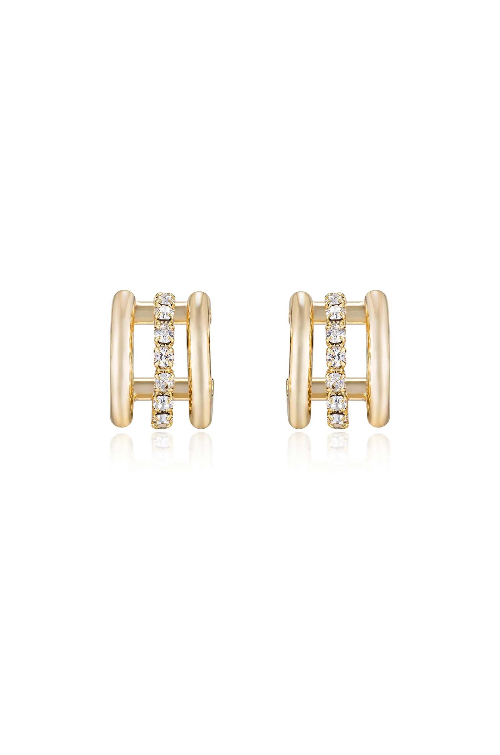 Thick Crystal Accent Huggie Earrings