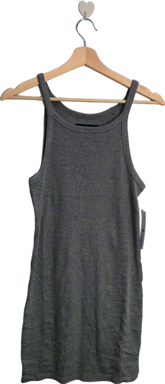 URBAN OUTFITTER GREY RIBBED MINI DRESS UK L