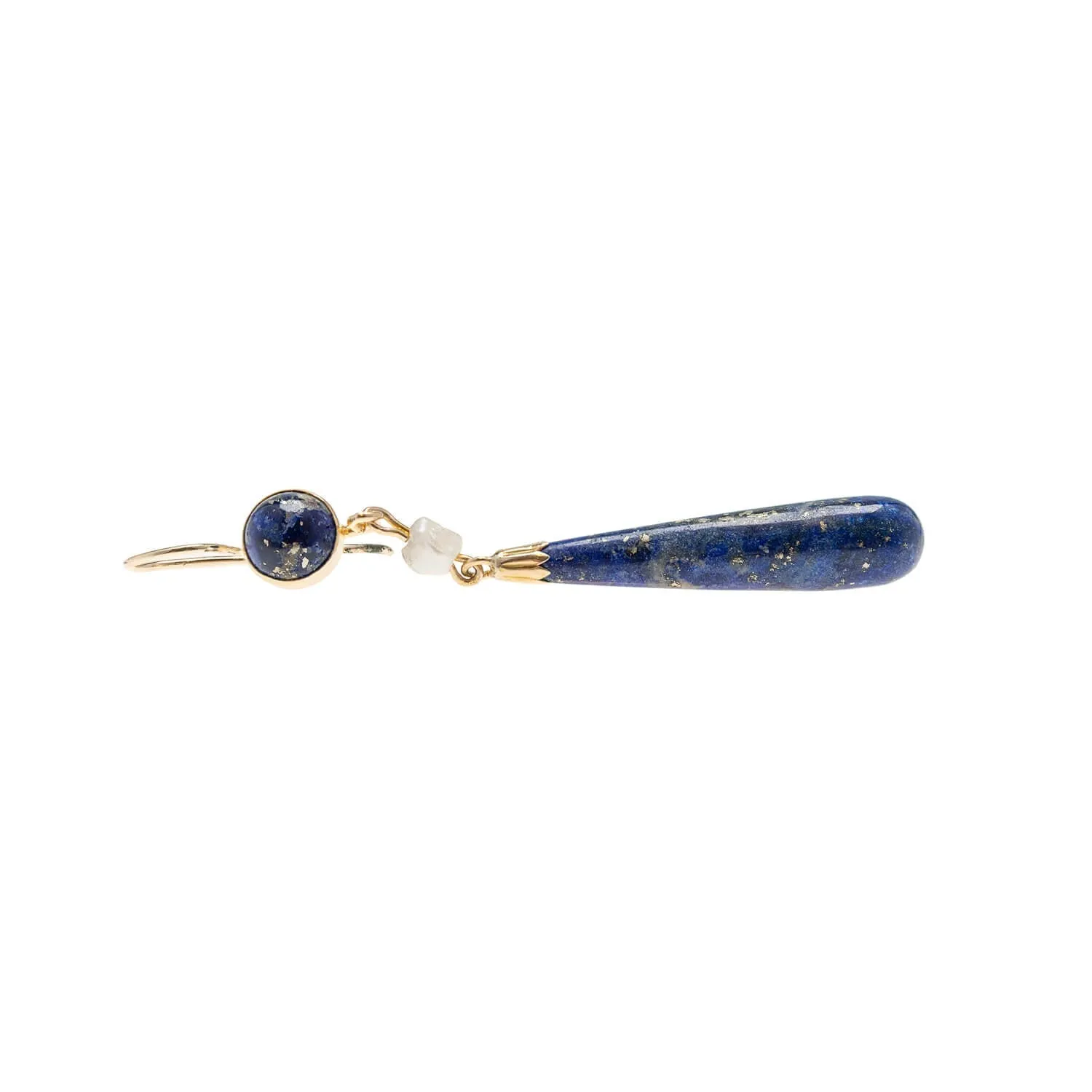 Victorian 14k Lapis   Pearl Earrings