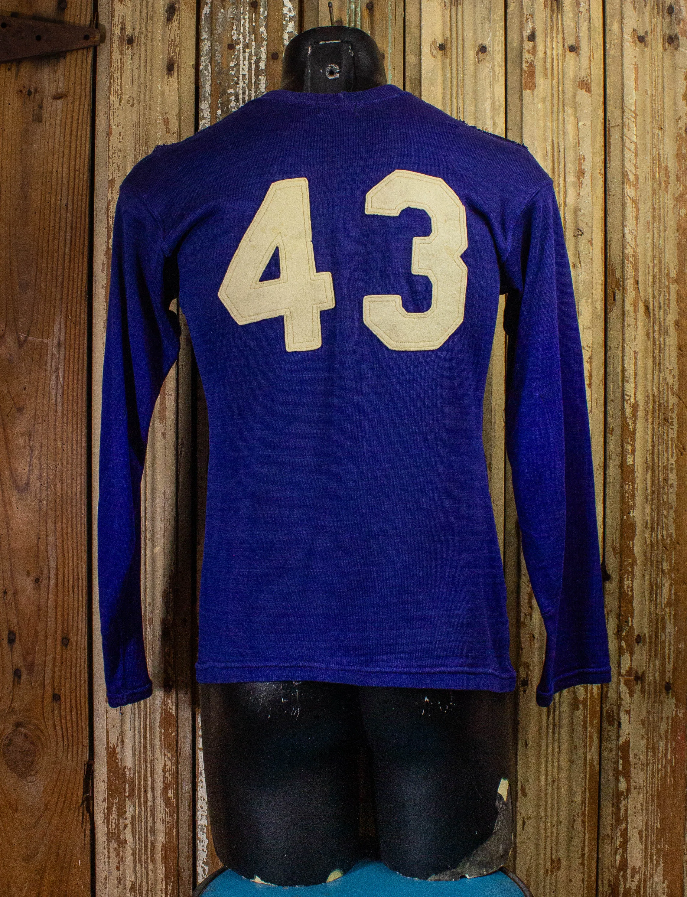 Vintage #43 Long Sleeve Jersey T Shirt 60s Blue Small