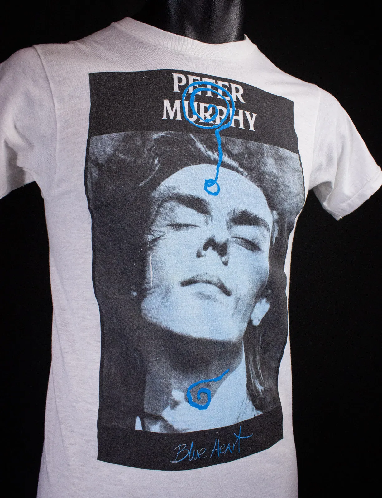 Vintage Peter Murphy Blue Heart Concert T Shirt 80s White XS