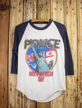 Vintage Police North American Tour Raglan Concert T Shirt 1983 White/Navy Blue Medium