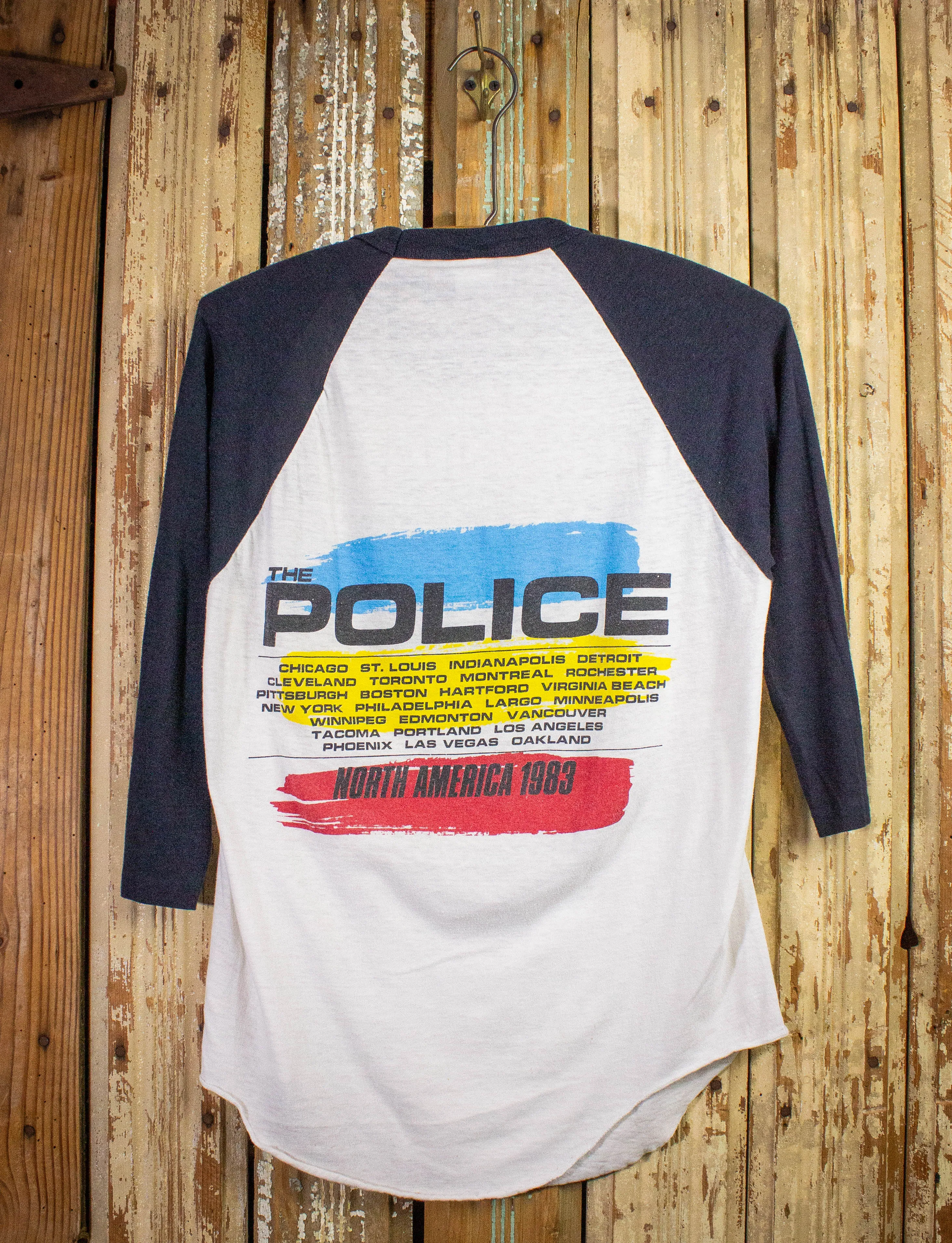 Vintage Police North American Tour Raglan Concert T Shirt 1983 White/Navy Blue Medium