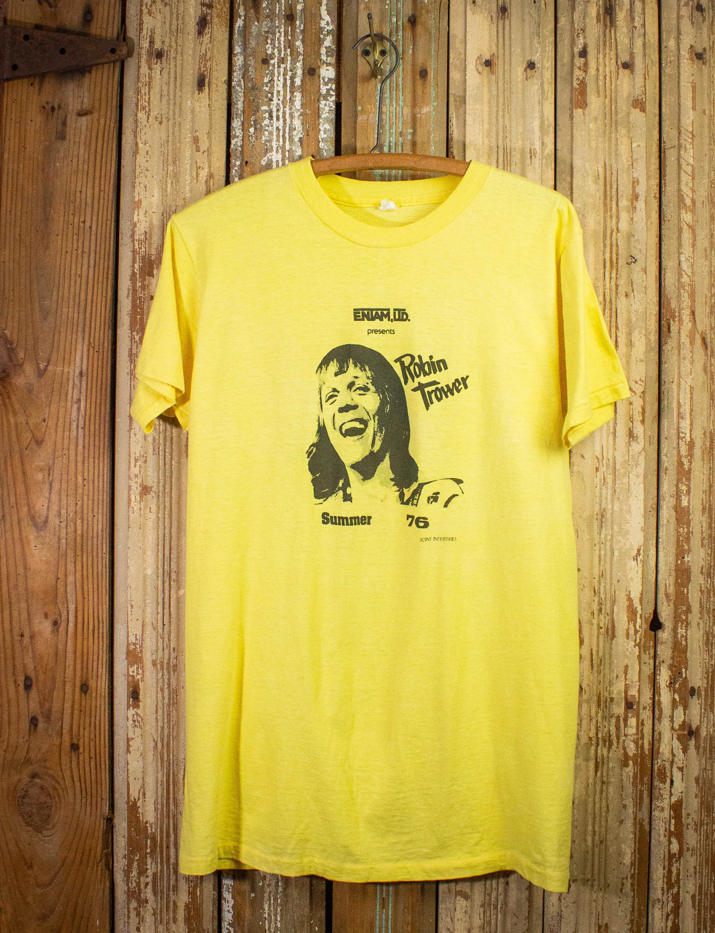 Vintage Robin Trower EnTam Concert T Shirt 1976 Yellow Large