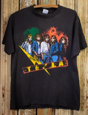 Vintage Tesla Tour Concert T Shirt 1987 Black Large