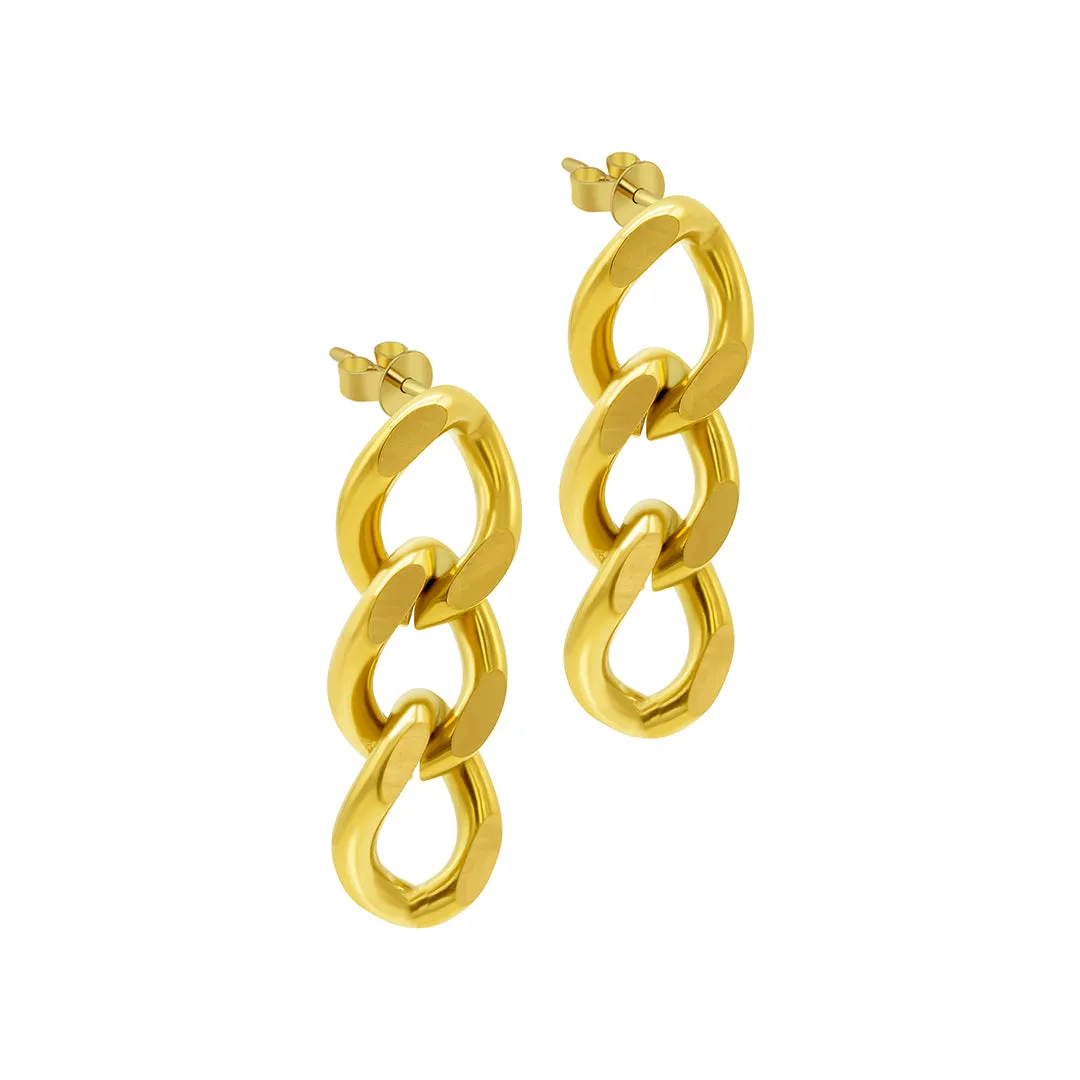 Water Resistant Curb Chain Earrings gold