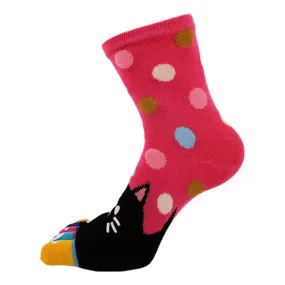 Women Cute Cartoon Cat Five Toes Socks Thick Warm Middle Tube Sock