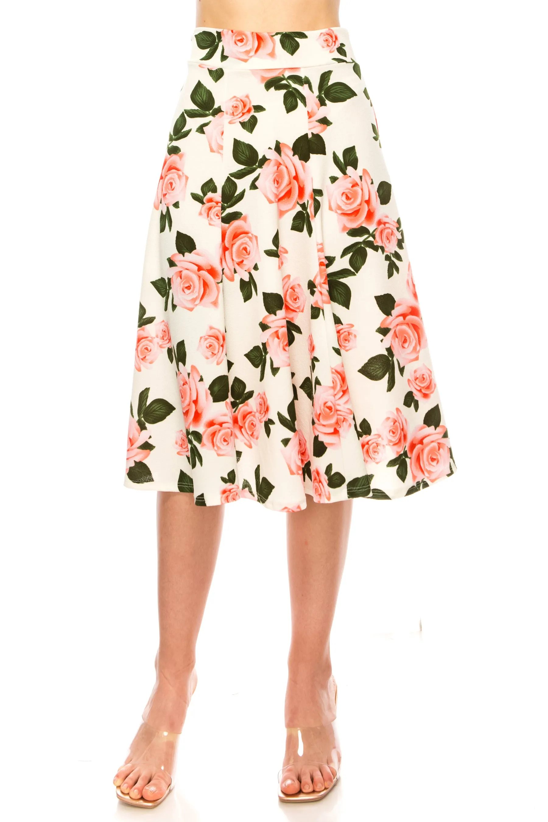 Women's Floral print A-line midi skirt