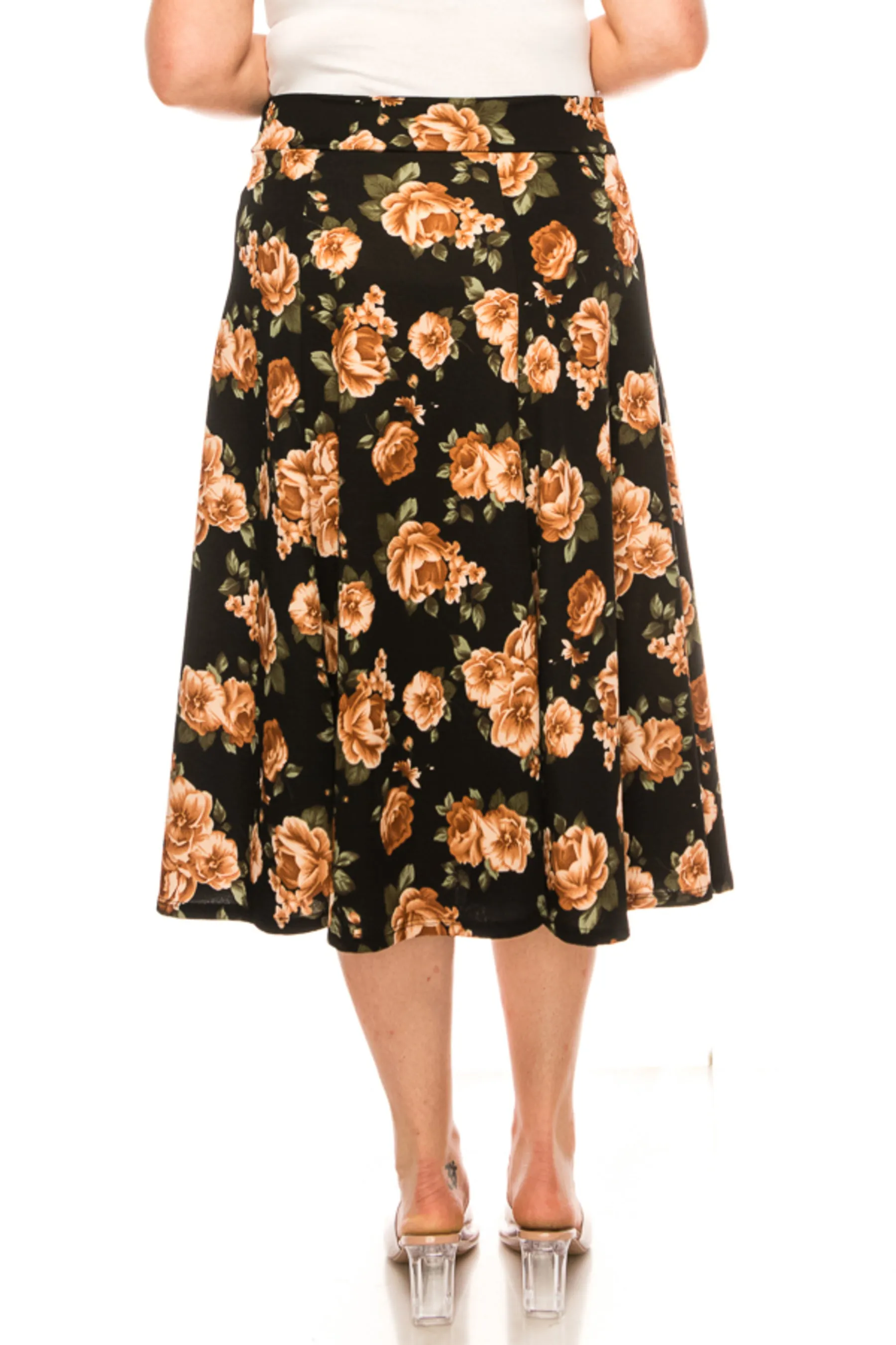 Women's Floral print A-line midi skirt