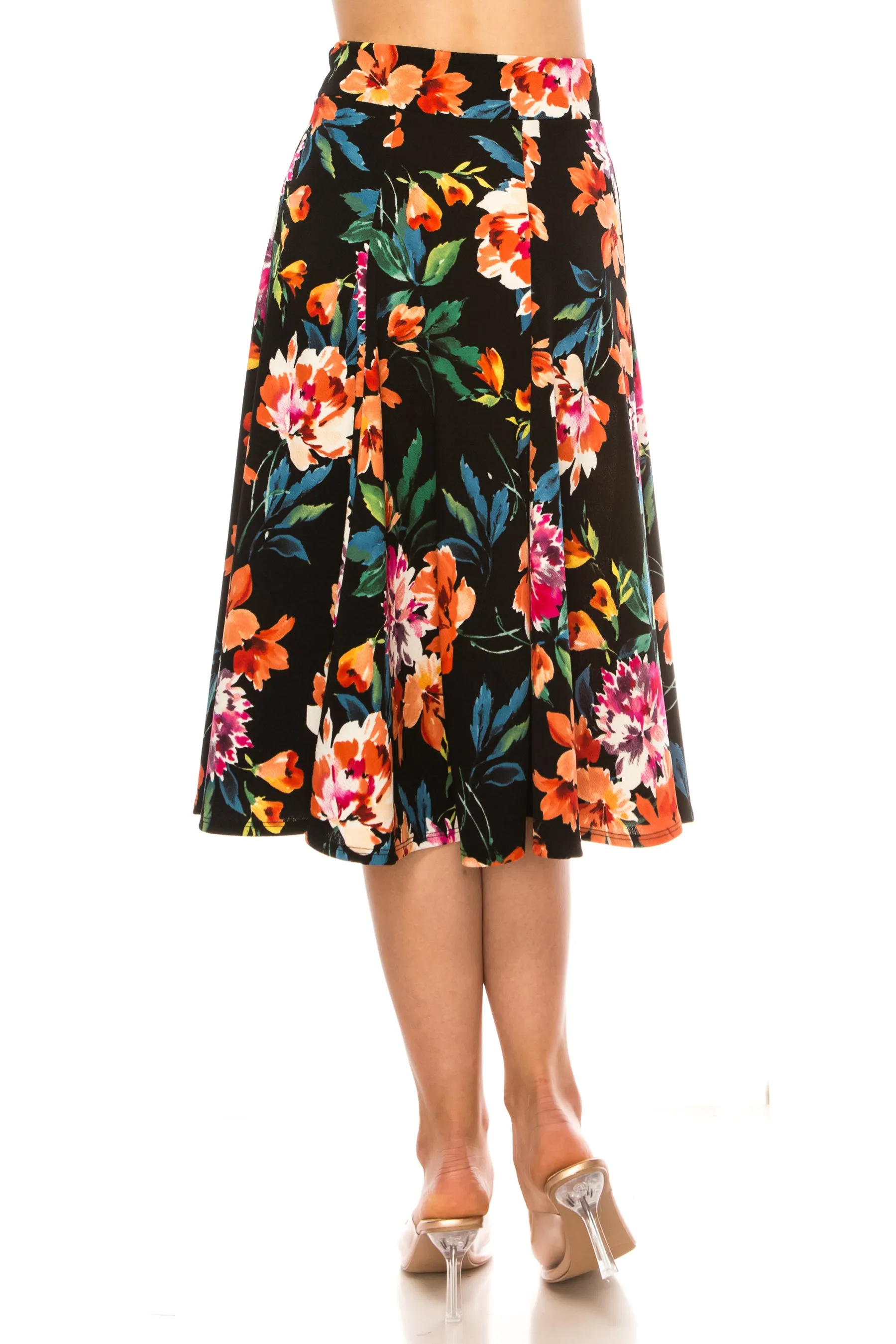 Women's Floral print A-line midi skirt