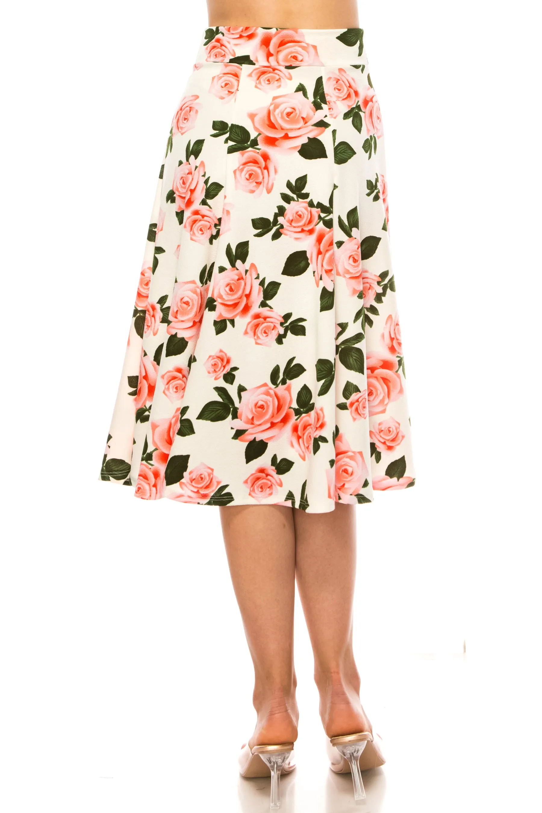 Women's Floral print A-line midi skirt