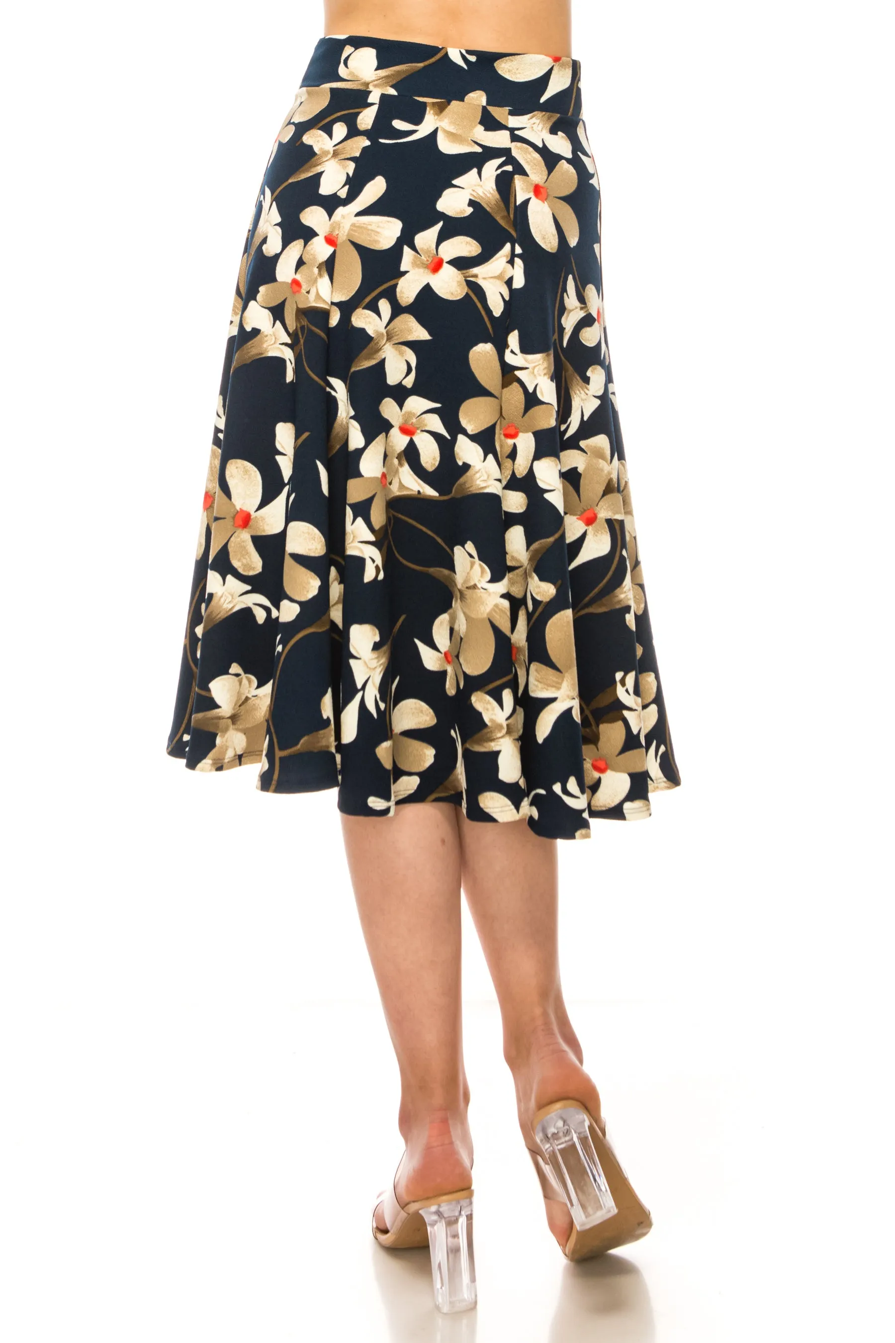 Women's Floral print A-line midi skirt