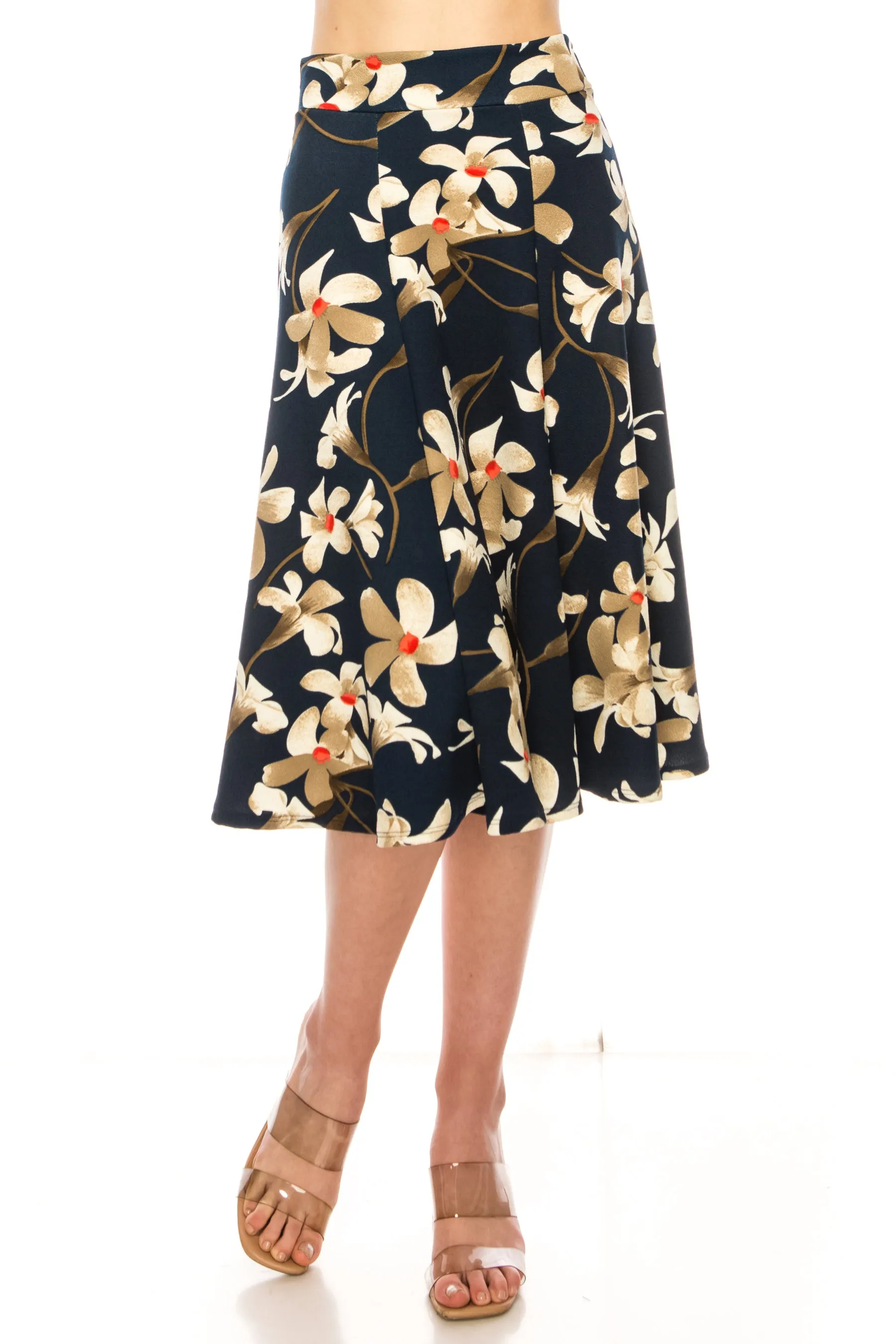 Women's Floral print A-line midi skirt