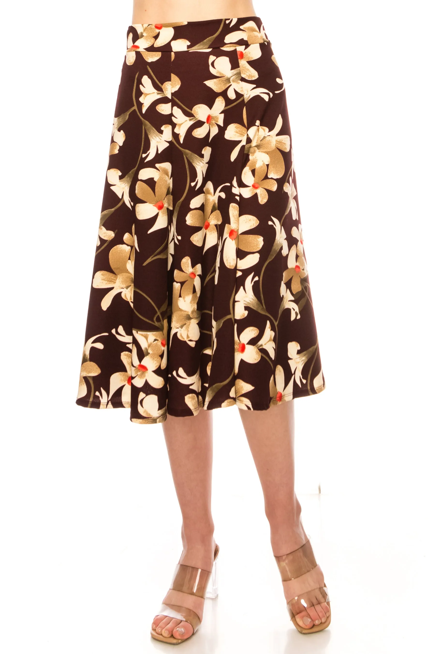 Women's Floral print A-line midi skirt