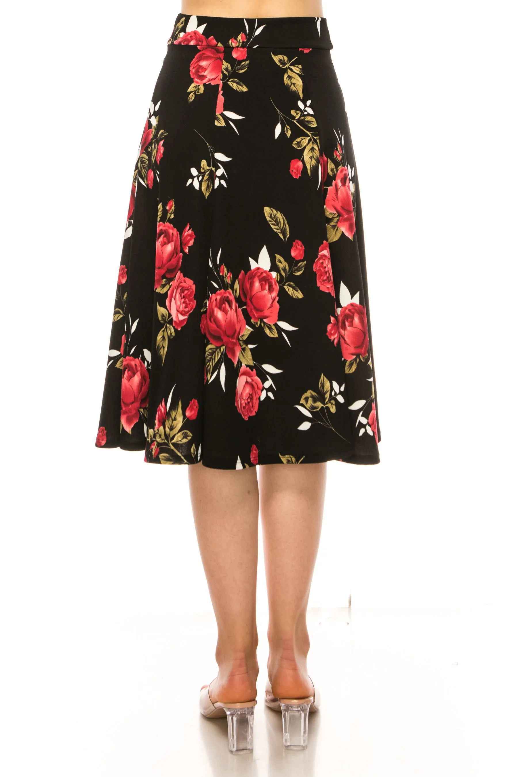 Women's Floral print A-line midi skirt