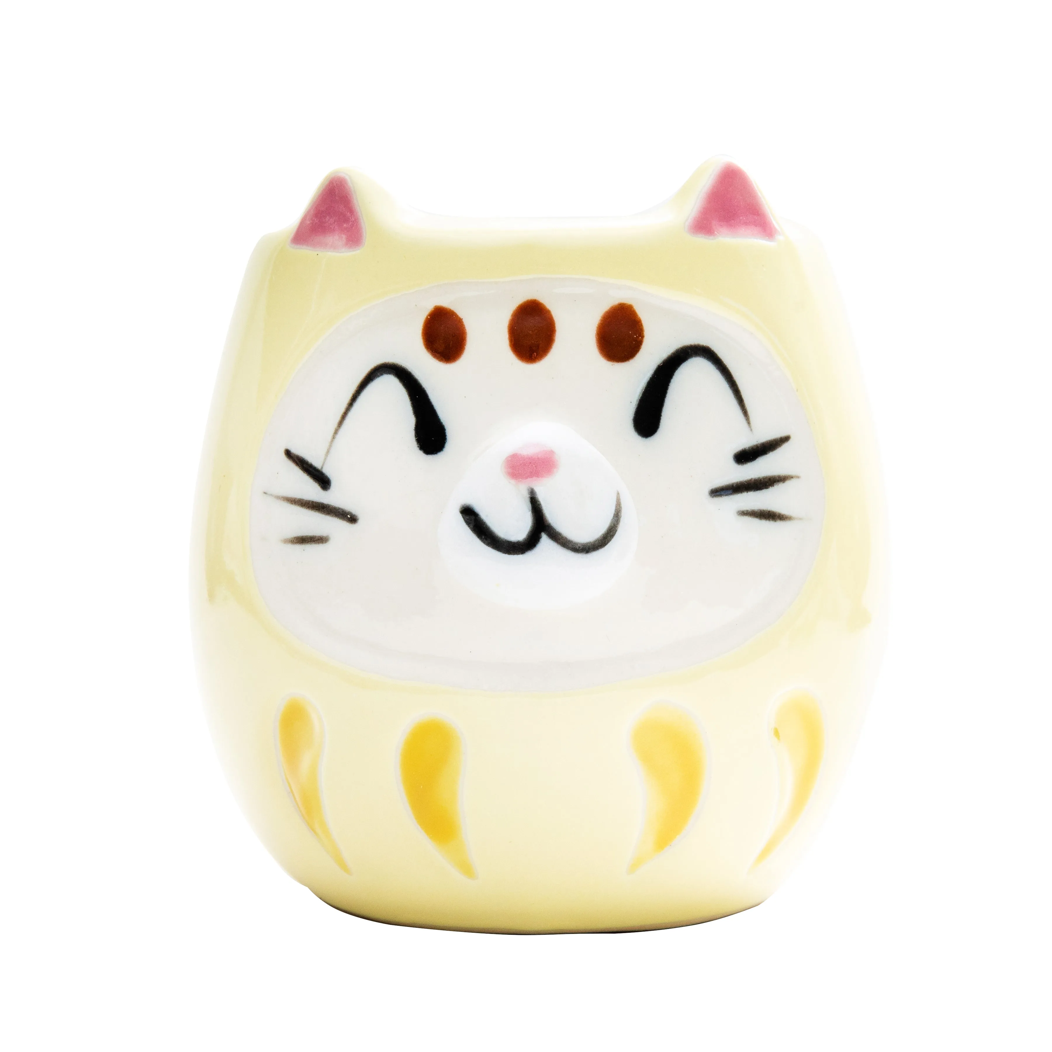 Yellow Daruma Cat Porcelain Mug