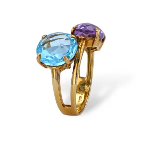 Yellow gold 14k color stone lady ring