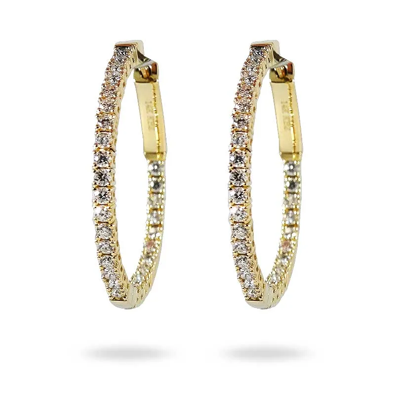 Yellow Gold Diamond Hoop Earrings