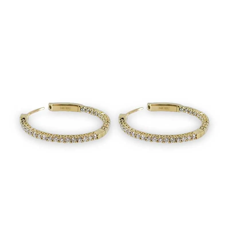 Yellow Gold Diamond Hoop Earrings