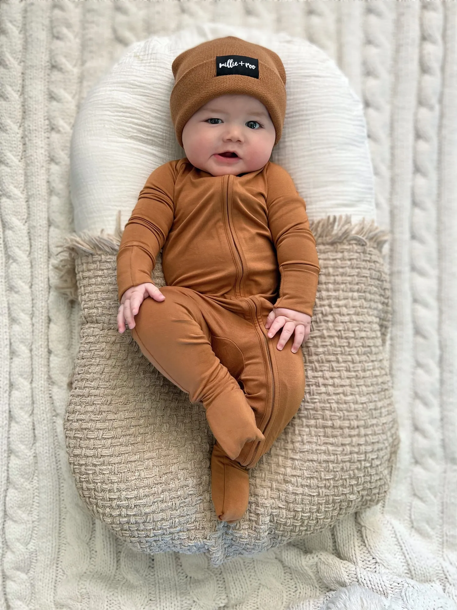 ZIP ROMPER - Caramel